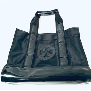 Tory Burch Patent/Nylon Tory Logo Tote